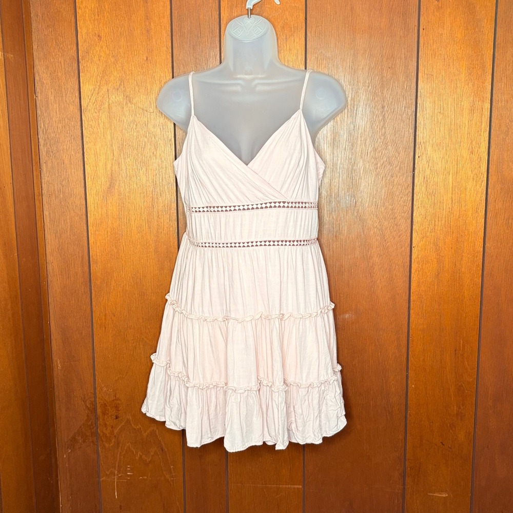 Harper Heritage Dress M Pink Ruffle Tiered Sleeveless Fairy Cottagecore Boho